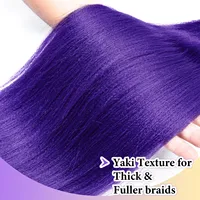 Extensions capillaires synthétiques tressées violettes, 24 26 28 30 pouces, Texture Yaki pré-étirée 6