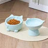 Ceramic Cat Bowl Double Bowl Drinking Bowl Cute Cat Basin for Pets Neck Protection Slant Mouth Cat Bowl Dog Bowl Pet Supplies 4