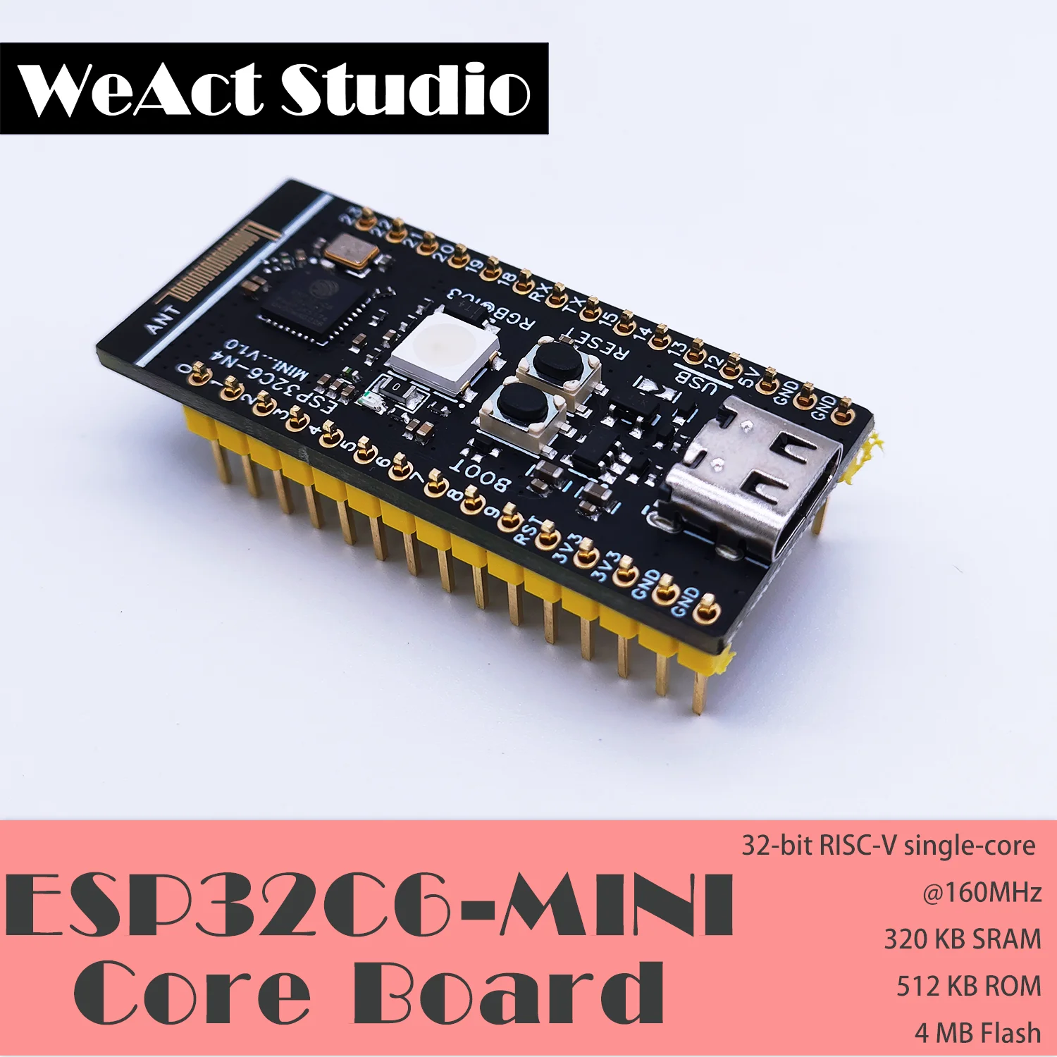 

WeAct ESP32-C6-MiNi Development Board ESP32C6 Minimum System Board ESP32 Core Board RISC-V Espressif IoT WiFi6 Bluetooth Zigbee