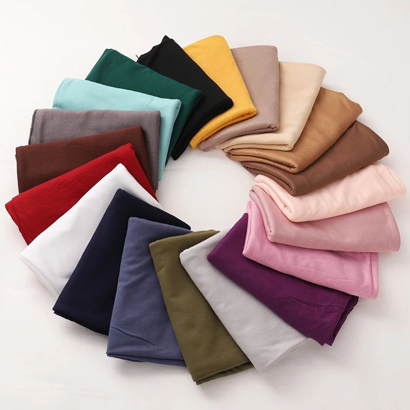 Modal Cotton Jersey Hijab Scarf Long Muslim Shawl Plain Soft Turban Tie Head Wraps For Women Africa Headband 170x60cm - Image 2