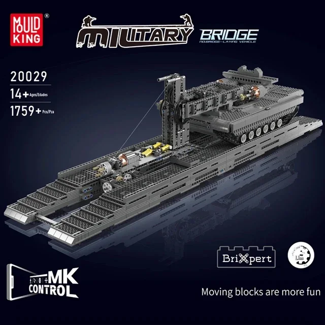 

Технический пульт дистанционного управления MOULD KING 20029, Военный танк, строительные блоки, мост, кладка, мост, слой, конструкция, автомобильные блоки