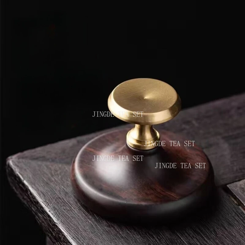 1pcs Black Sandalwood Teapot Cover Holder Solid Wood Cover Holder Tea Set Accessories High End Household Lid Bowl Holder