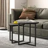 Round Coffee Table Set of 2 End Tables for Living Room,Black Small Coffee Table Living Room 3