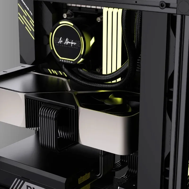 VEDDHA 베타 V2.0 오픈 섀시 - 레트로 산업 디자인, 고강도 알루미늄 ATX 케이스 DIY 수냉 시스템용