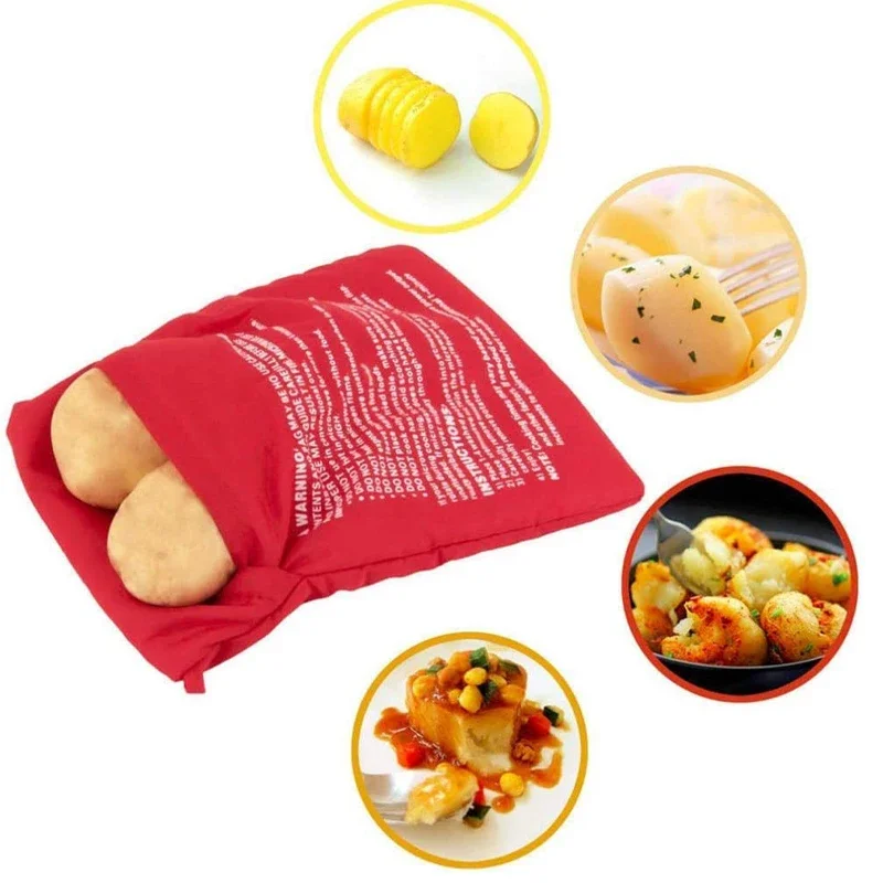 1PC NEW Red Washable Cooker Bag Baked Potato Microwave Cooking Potato Quick Fast Baking Potatoes Bag(cooks 4 potatoes at once)