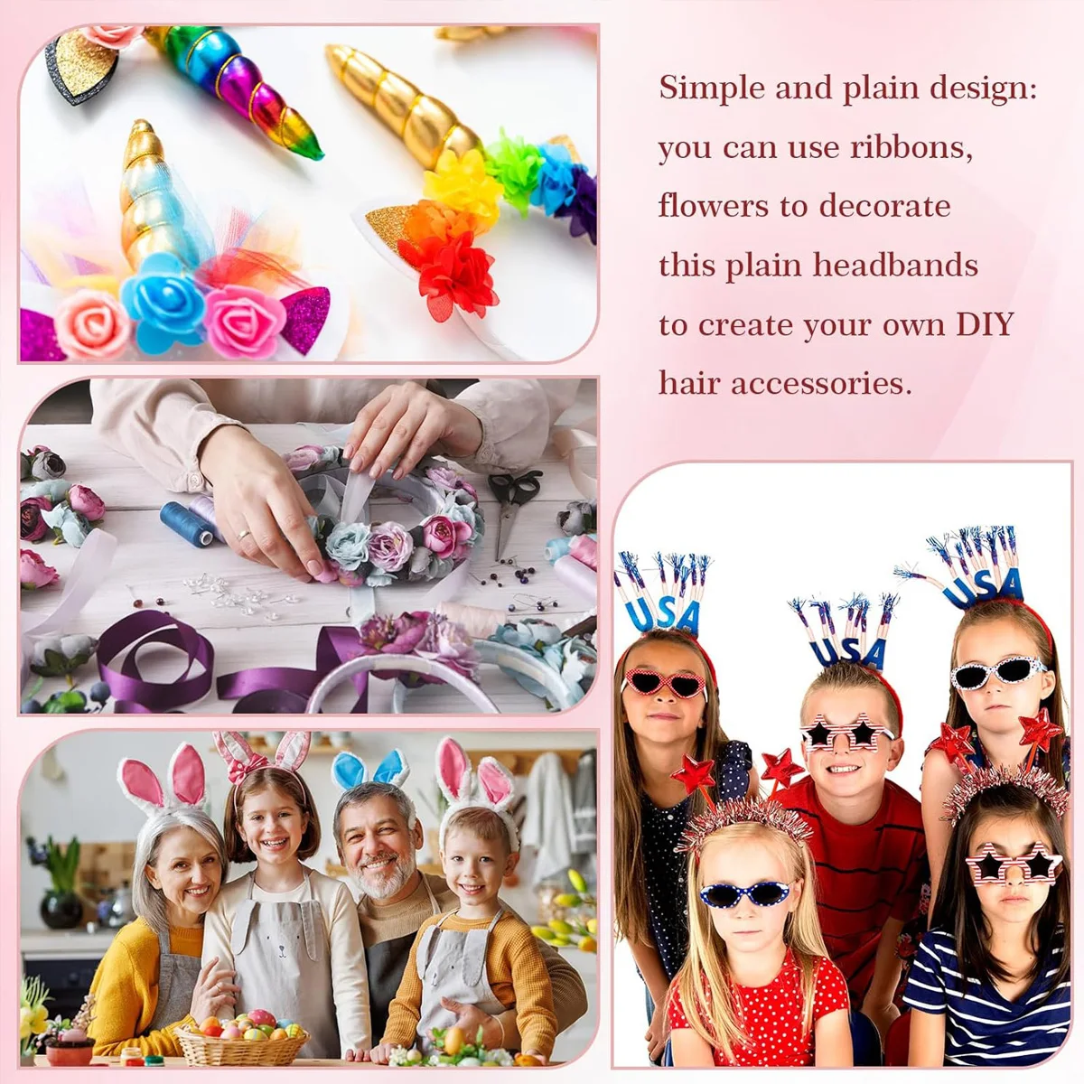 20 PCS 얇은 단색 머리띠 DIY 일반 헤어 밴드 소녀와 여성을위한 유연한 헤어 액세서리
