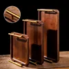 Wooden Tray with Golden Metal Handle for Water Cup Fruit Food Bread Sundries Serving Tray Household Organizer 5
