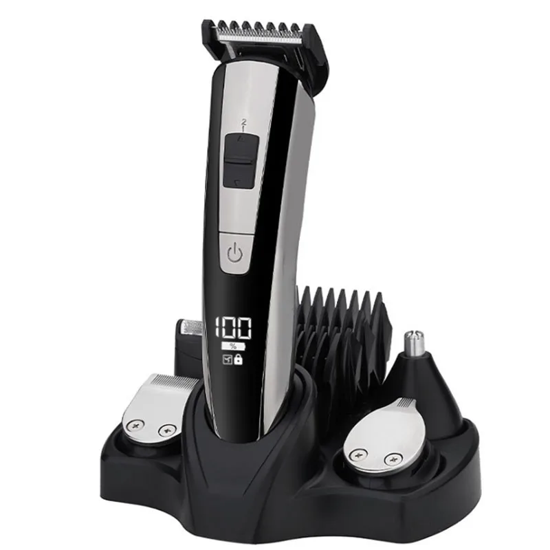 WAIKIL Professional Electric Men's Hair Clipper Hair Trimmer Five in One Shaver USB Rechargeable Cordless Digital Barber 5