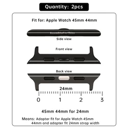 Premium Stainless Steel Connectors for Apple Watch Bands (2 - Pack) (Black 45 44mm for 24)
