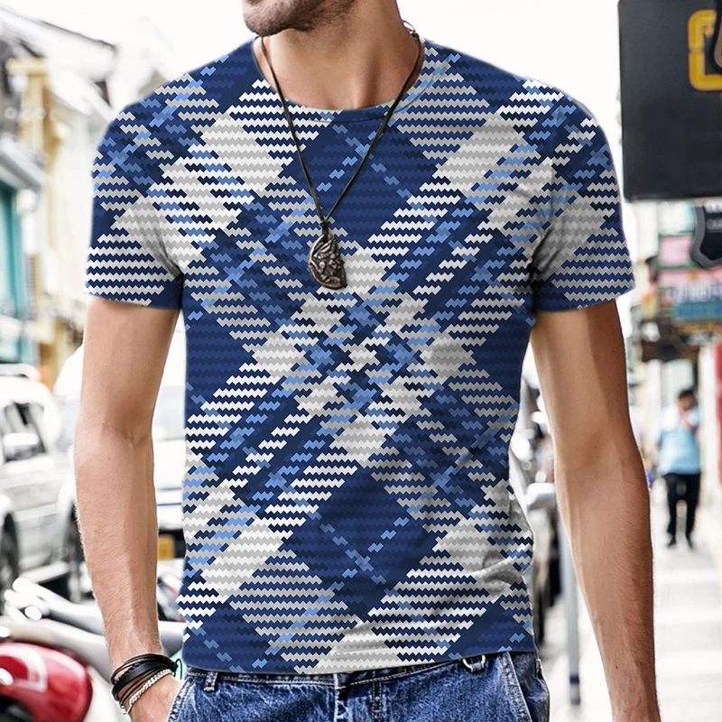 

Summer Sportswear Plaid Stripe Pattern 3D Printed Men Women Casual Beach Oversized Tops Tees Short Sleeve Tracksuit Clothing
