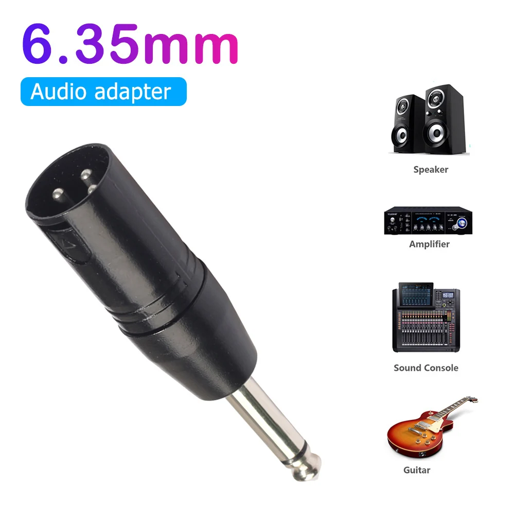 3Pin XLR Male to 1/4inch 6.35mm Male Mono Audio Plug Adapter for Electric Guitar