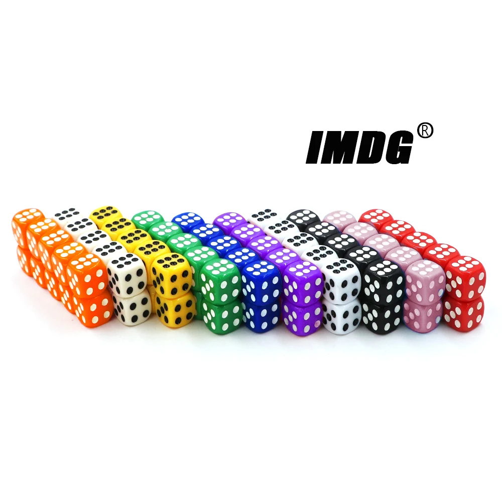 14mm Acrylic Game Dice Accessories #14 Round Corner Cubes Colorful Dot Drinking Dice 100pcs/Pack game dice dice set acrylic dice