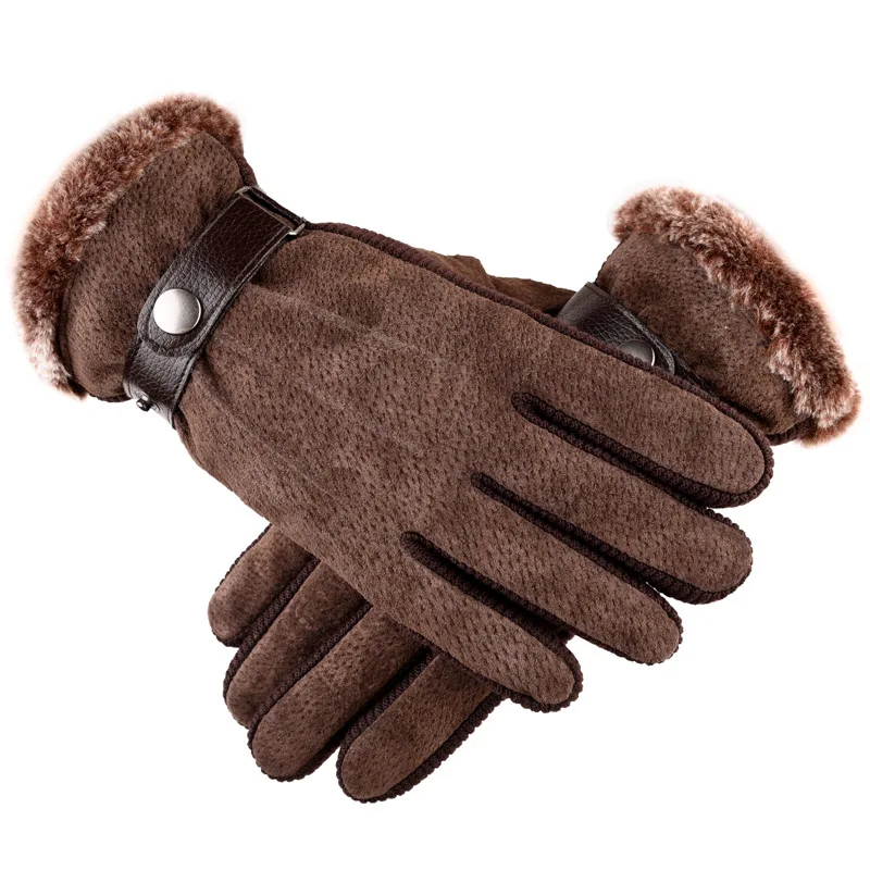 

Pigskin gloves men's cycling cold proof and warm gloves thickened Lined lining winter keep warm touch screen gloves zp068