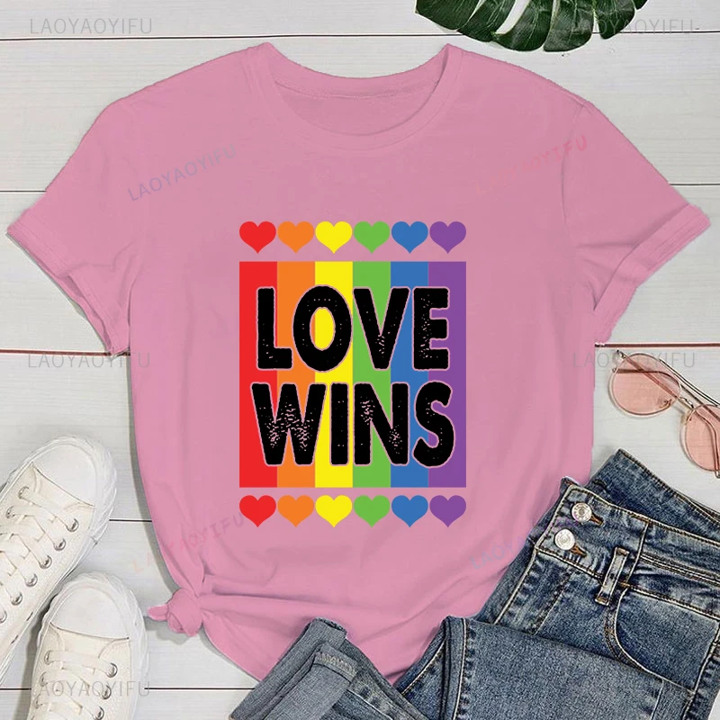 

Pride Month Hot Lgbt Love Wins Printed T-Shirts for Women Summer Short Sleeve Tee Shirts Round Neck Casual Summer Female T