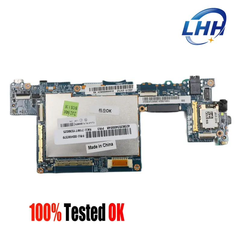 

LA-A811P Mainboard for Lenovo ThinkPad 10 Laptop Motherboard CPU Z3795U 4GB RAM 128G SSD 100% Work Ok