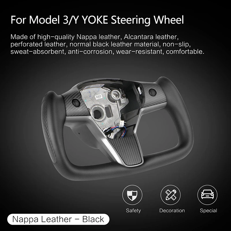 For Tesla Y 3 Yoke Steering Wheel Heating Optional Personalized Matte and Glossy Carbon Fiber Model 3 Y car steering wheel accessories