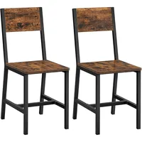 Dining Chair Set of 2, Rustic Wood Chairs with Metal Steel Frame, Easy to Assemble, Comfortable Seat 2