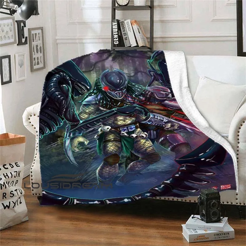 

Hot Selling 3D Printed Terrifying aliens Blanket Folded Edge Nap Cover Office Throw Gift for friends Couverture De Sieste