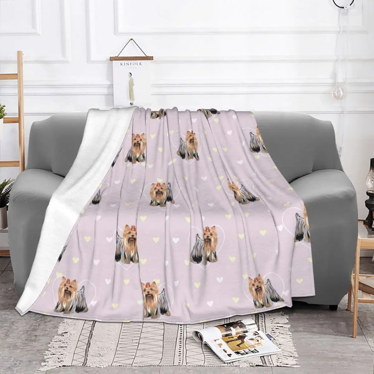 

Terrier одеяло в клетку для щенков, анти-пиллинговый фланелевый всесезонный портативный супер мягкий плед, одеяло для дома и офиса, ковер