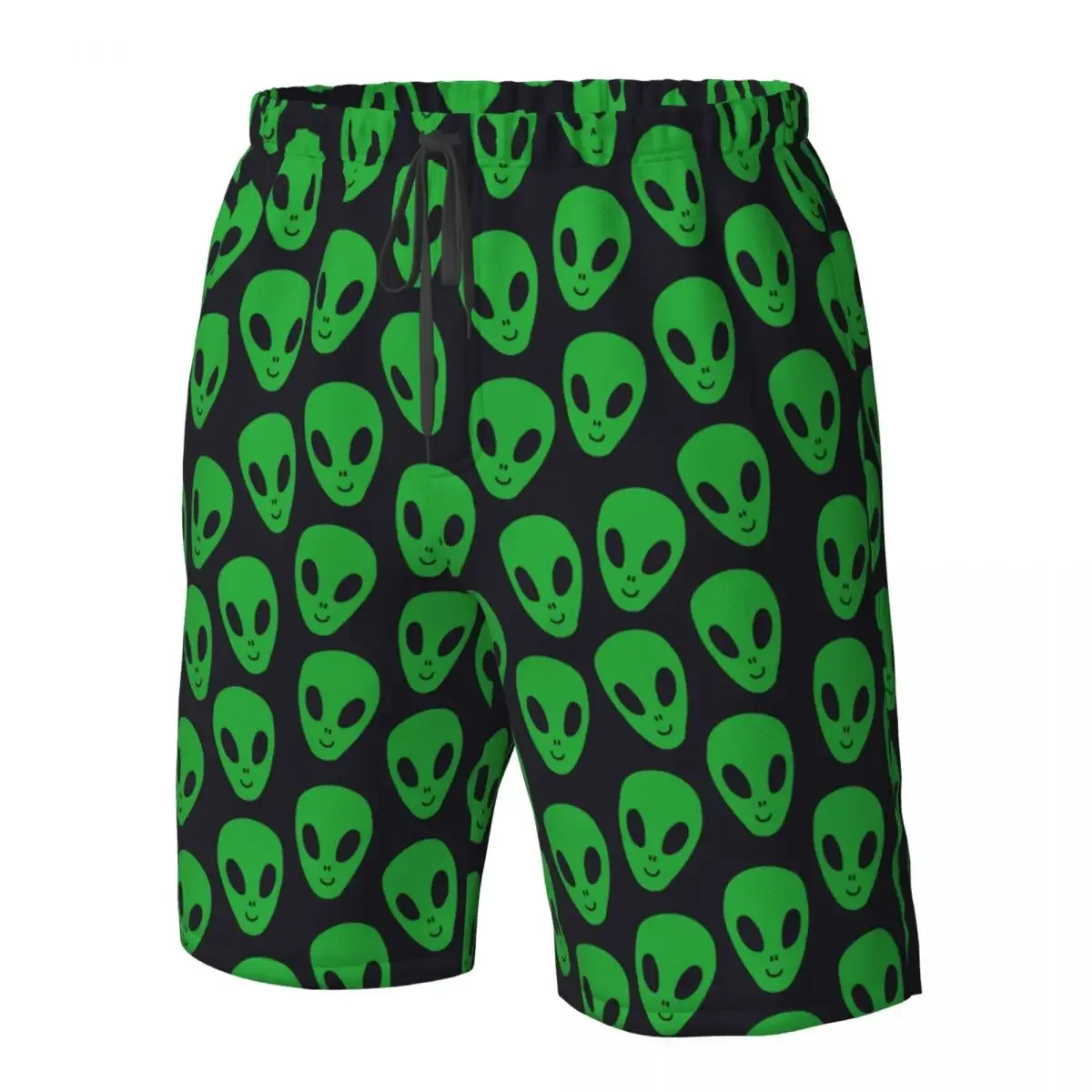 New Summer Men Shorts Men Sports Athletic Running Sport Fitness Beach Basketball Jogging Man Loose Short Pants Green Alien UFO