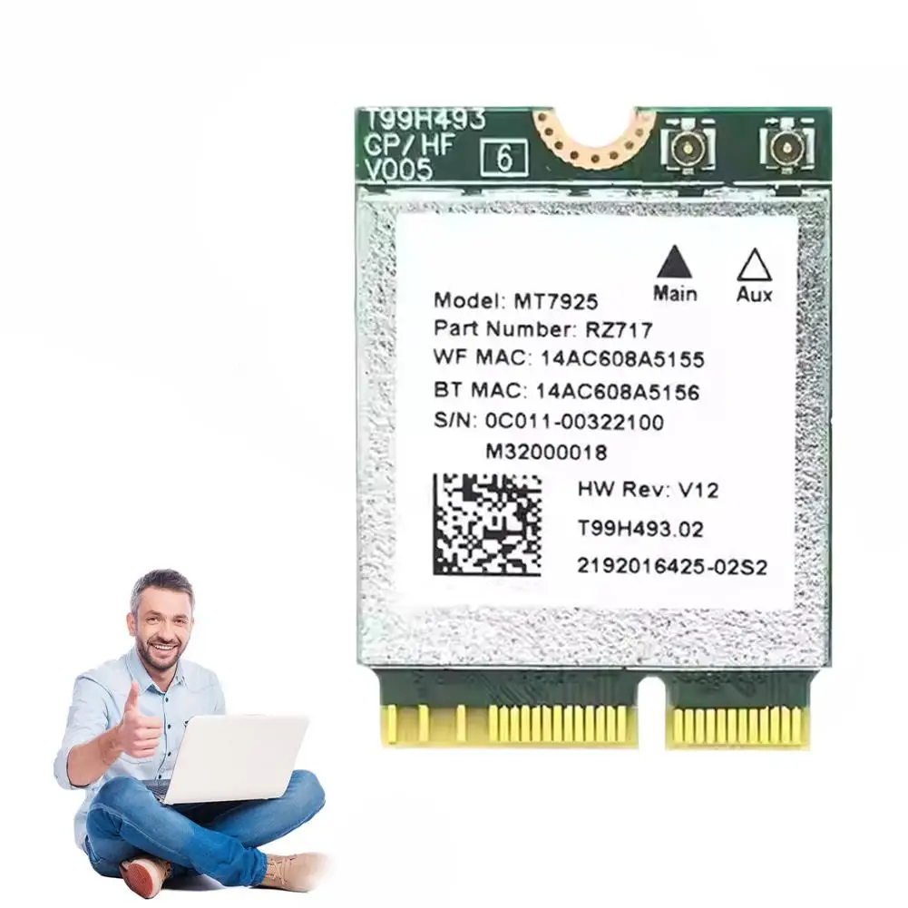 무선 랜 카드 네트워크 카드 와이파이 어댑터, 윈도우 10/11 리눅스 M3K3 용, 2400Mbps M.2 키 E 2.4G 5G 와이파이 어댑터, 와이파이 7 MT7925
