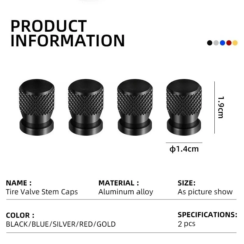 Premium Car Wheel Tire Valve Caps - Set of 4, Waterproof Airdust Protection