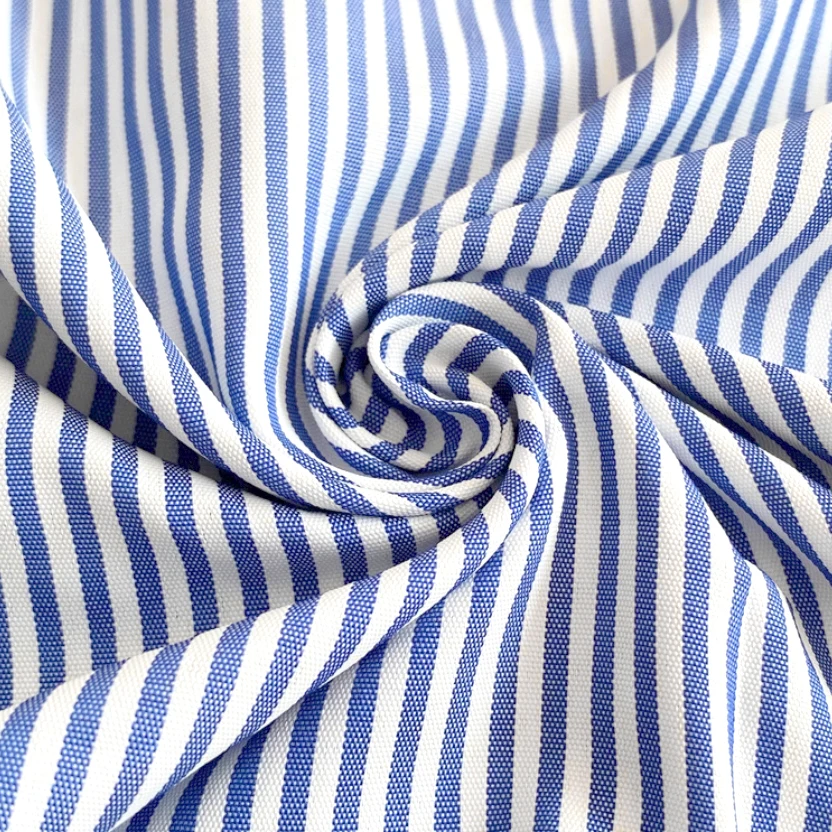 Women Casual Striped Blue White Long Sleeve Shirt