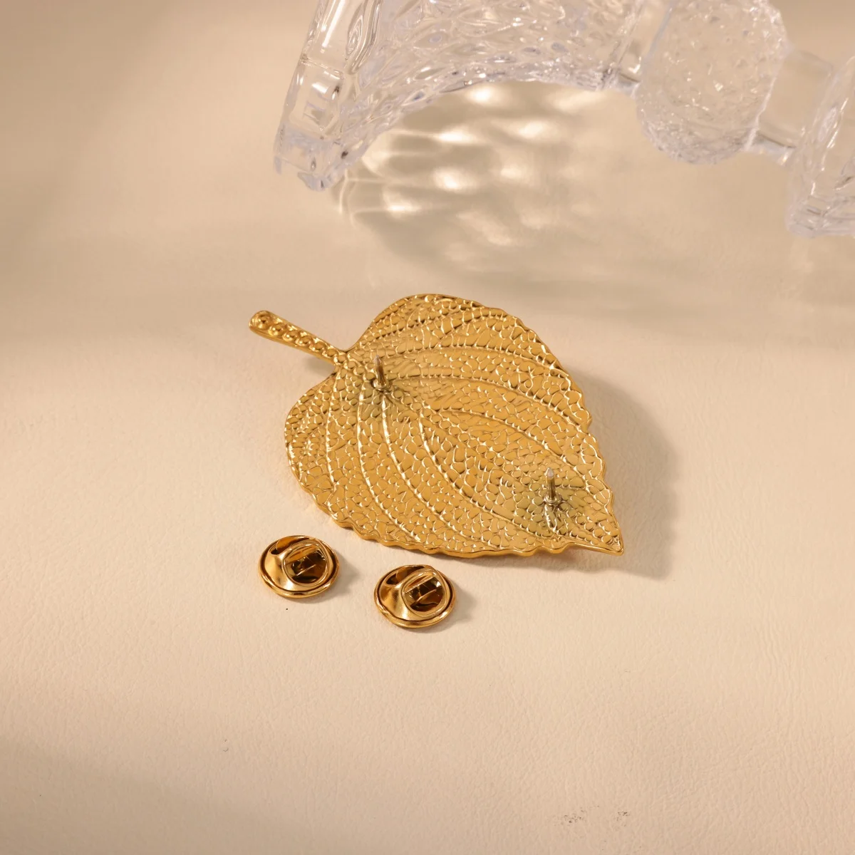 Zircon Pearl Leaf Brooch Stainless Steel Unique Delicate Suit