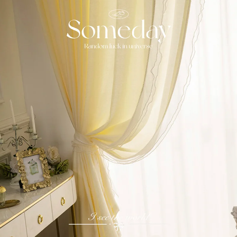 Crema Francese Cortinas Tulle Per Soggiorno Sala Da Pranzo Camera Da Letto Ispessimento Canapa Tulle Cortinas Tulle Minimalismo Tulle