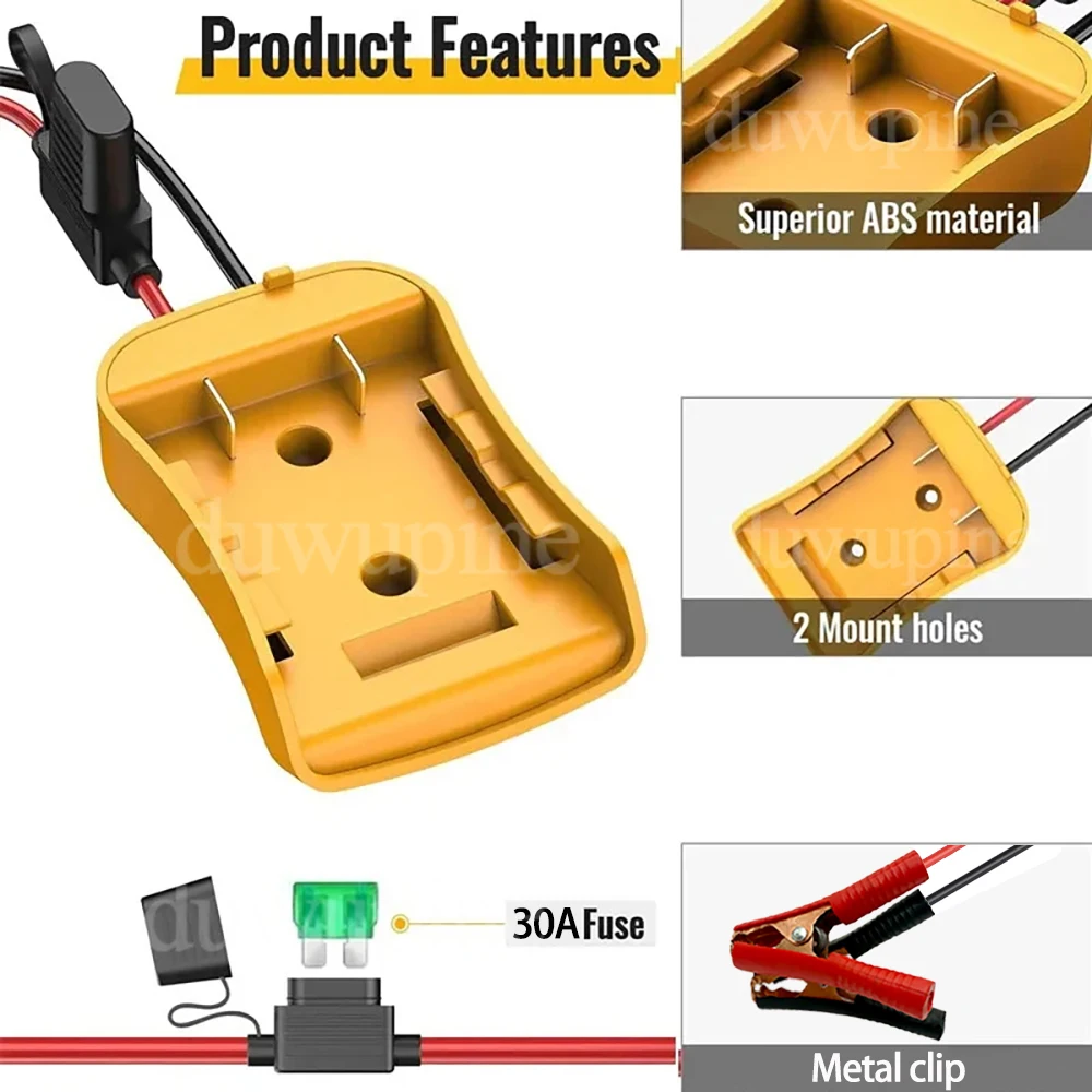Portable Car Emergency Power Adapter with 30A Fuse and Igniter