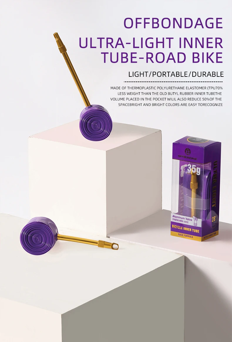 Description Picture 2 of itemOFFBONDAGE 2Pcs Aluminum Valve Ultralight Bike Inner Tube 700C Road Bicycle TPU Tire 60 80mm Length FV Super Light Tube