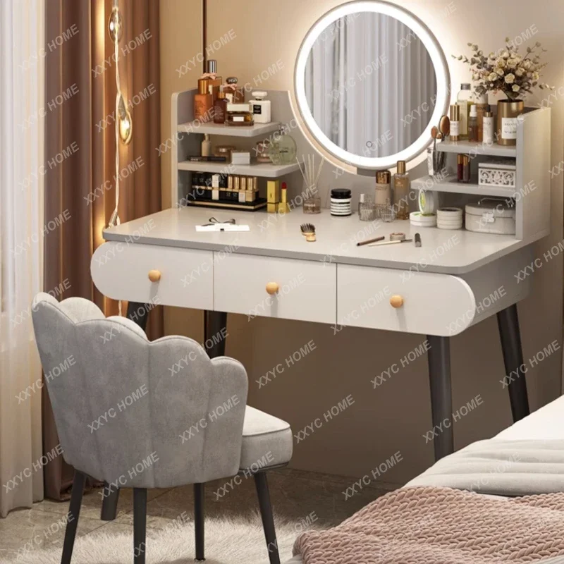 

Dressing Table Bedroom Simple Modern Dresser Cabinet with Mirror Light Luxury Small Apartment Makeup Table