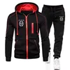 Mens Tracksuits Casual Sweatpants Print Zipper Hooded Sweatshirt Fashion Versatile Jacket Coat Outdoors Jogging Sports Clothing 1