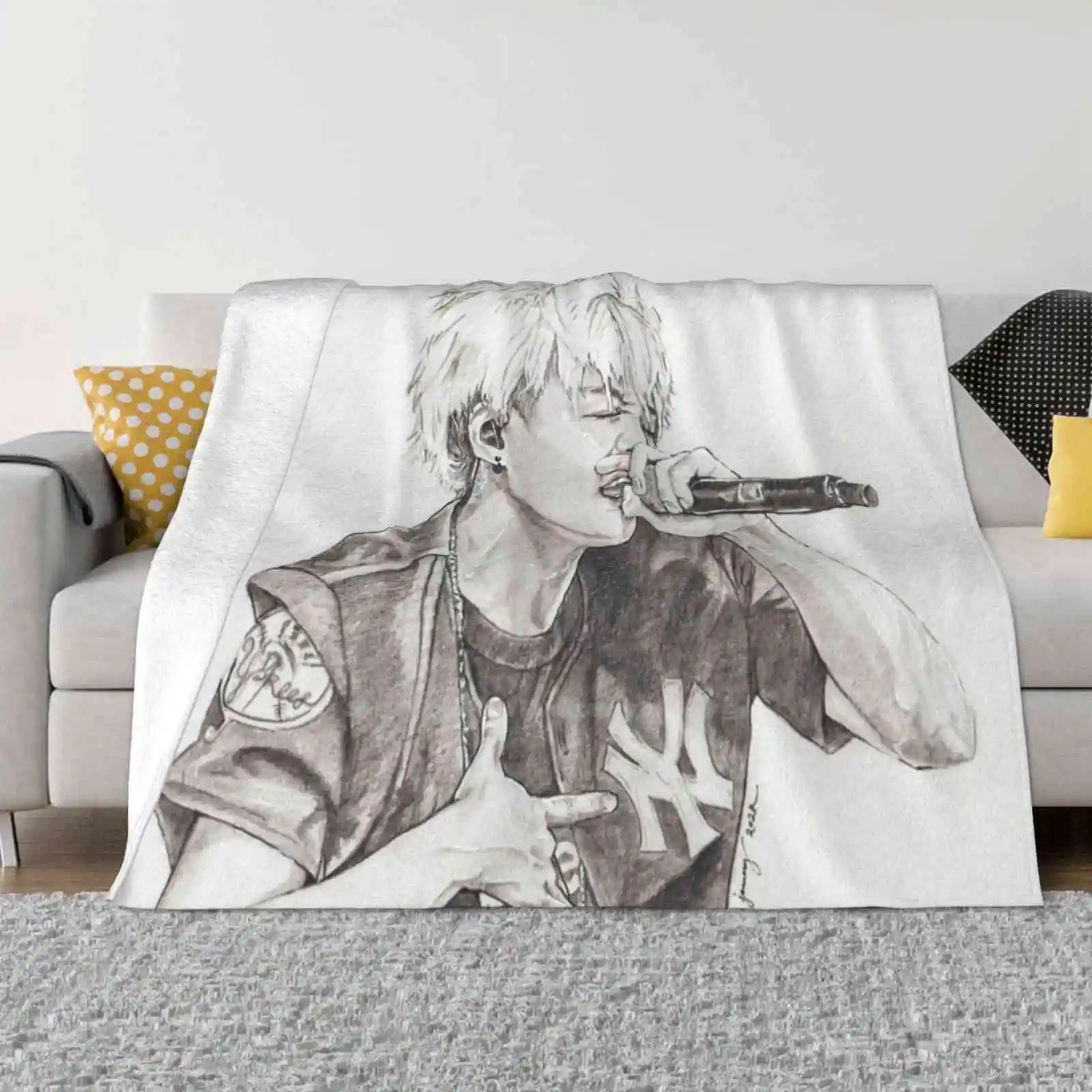

Summer Yoongi Hot Sale Printing High Qiality Warm Flannel Blanket Minyoongi