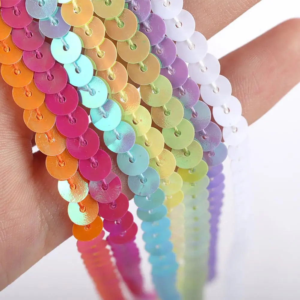 1 Roll Sequin Trim Beautiful Glossy Cuttable Round Sequins 10 Yard Sewing Crafts Sequin DIY Ribbon 15 Styles Cloth Accessory