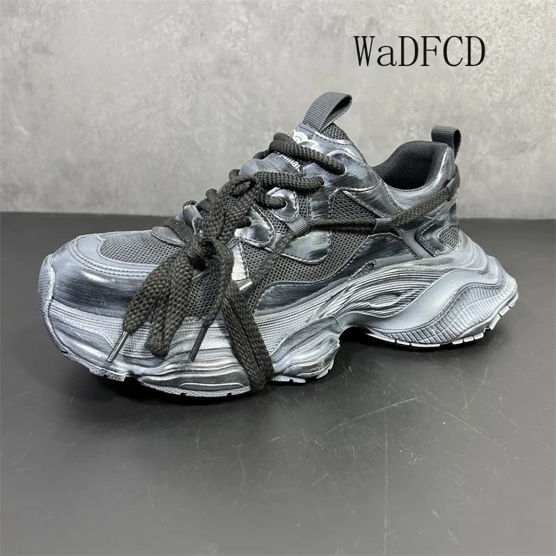 

Массивные кроссовки, мужские дизайнерские кроссовки для бега, модная повседневная сетчатая дышащая Спортивная обувь из спилка на платформе с увеличенной высотой