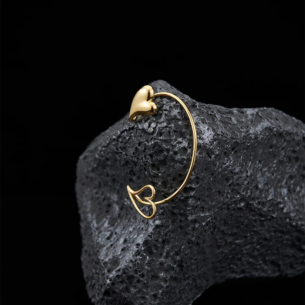 ENFASHION Heart Ear Clip For Women Aretes De Mujer Ear Cuff 18K Pated Gold Color Fashion Jewelry Everydaywear Office E231457G