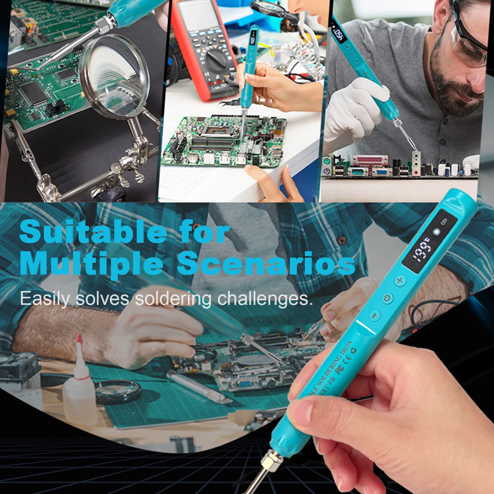 Kit fer à souder sans fil LCD USB-C 200-450°C rechargeable