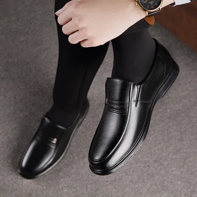 Leather Men Formal Shoes Luxury Brand 2025 Men's Loafers Dress Moccasins Breathable Slip on Black Driving Shoes Plus Size 38-46 4