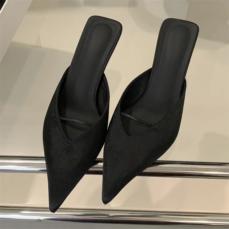 Eilyken Spring Elegant Pointed Toe Slippers Women Thin Low Heels