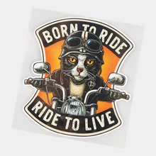 

Fuzhen Boutique Decals Exterior Accessories RIDE TO LIVE Cat on A Motorcycle Personality Car Sticker Auto Body Decoration Decals