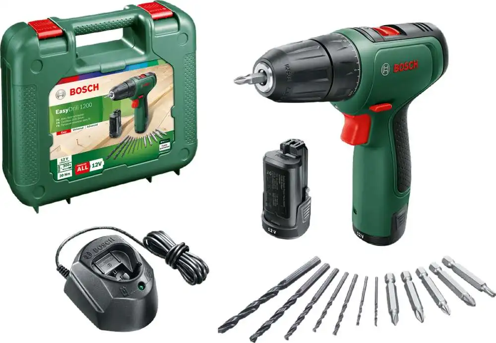 Bosch Easydrill 1200 Avvitatore A Batteria + Gal Cv + Set Di Accessori (Doppio Cordless)