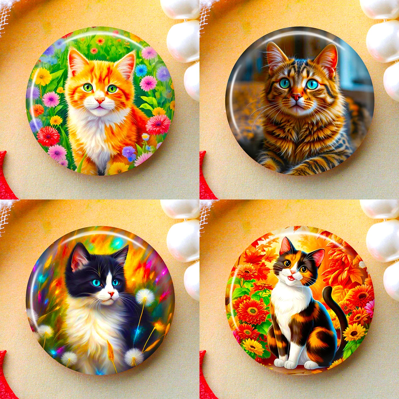 DIY Round Glass Cabochon Set for Handmade Photo Crafts - Assorted Sizes