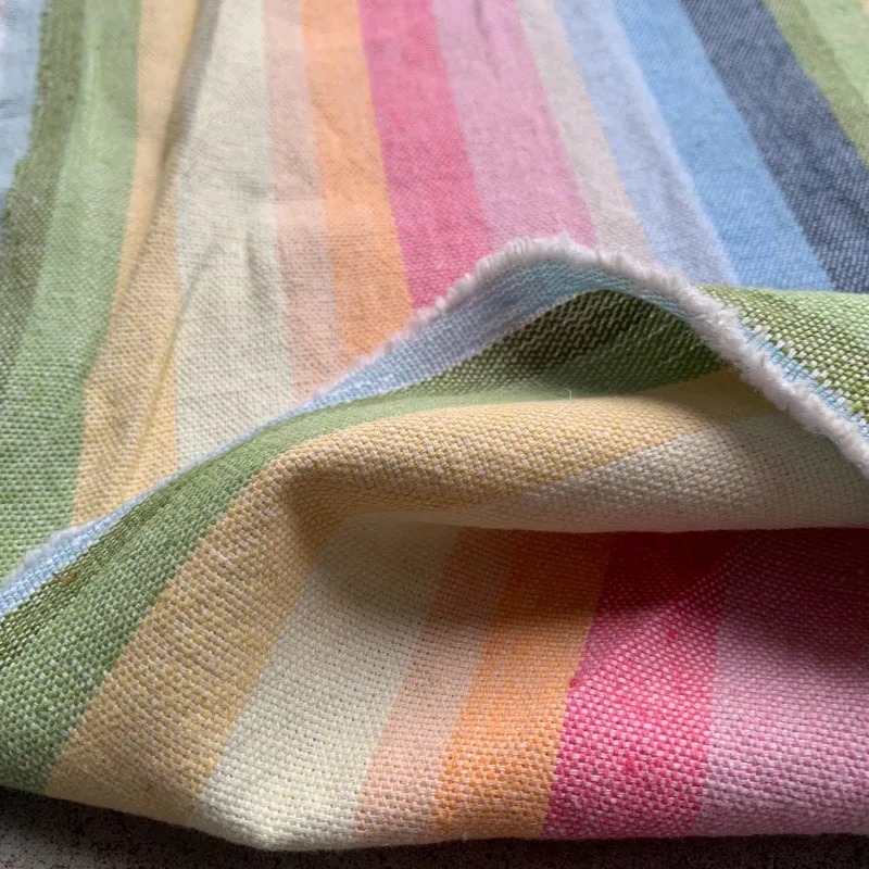 Colorful Woven Striped Linen Cotton Fabric for Dresses Pants High End Custom Spring Autumn Clothing Material Textured Premium - 3