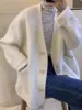 Loose Large Size Cashmere Sweater Coat Women Korean Mid Length 100% Pure Merino Wool Knit French Cardigan Autumn/Winter Jacket 5
