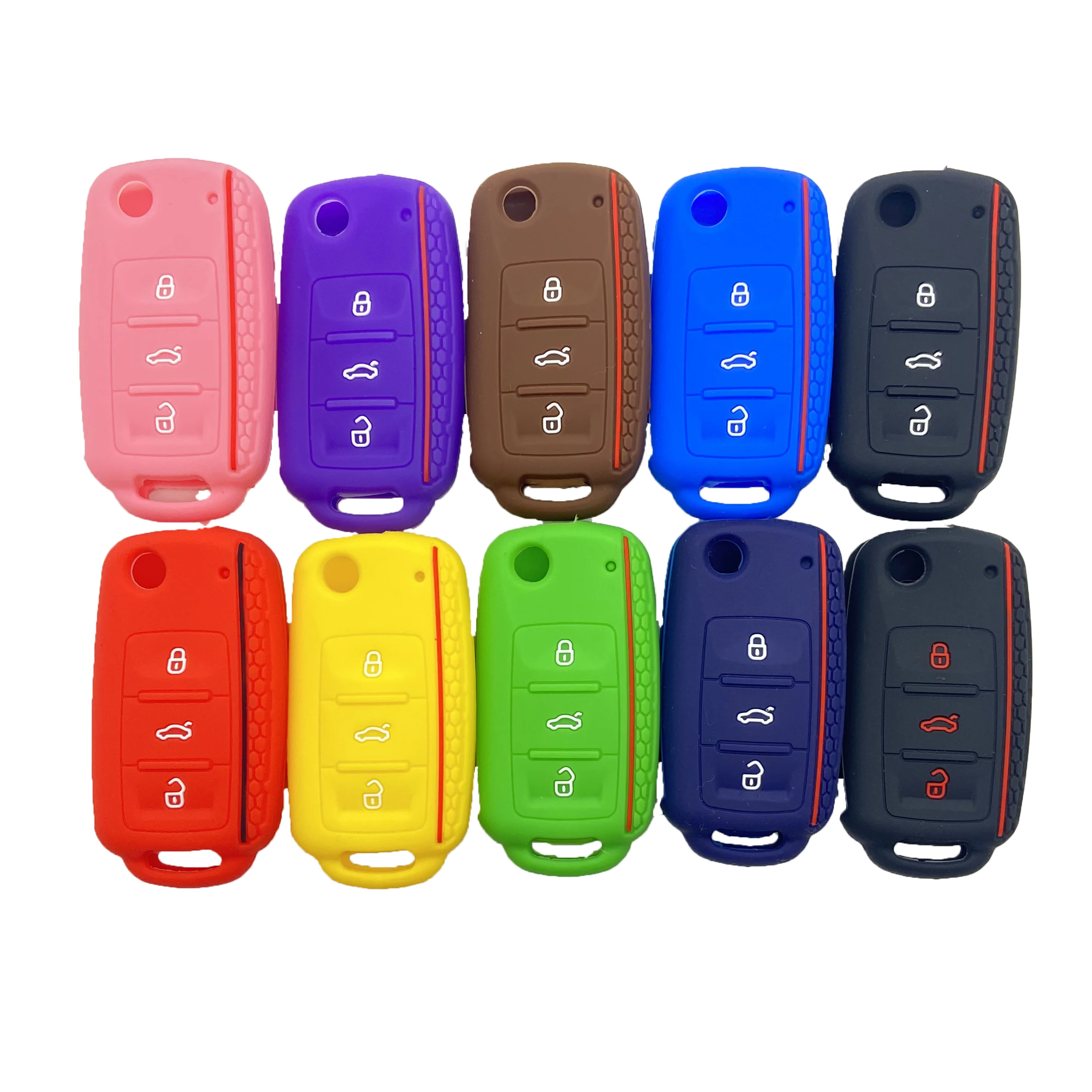 Cocolockey Silicone Car Key Cover Case for VW Golf for Skoda Yeti Superb Rapid Octavia SEAT Leon Ibiza 3Button Remote Holder