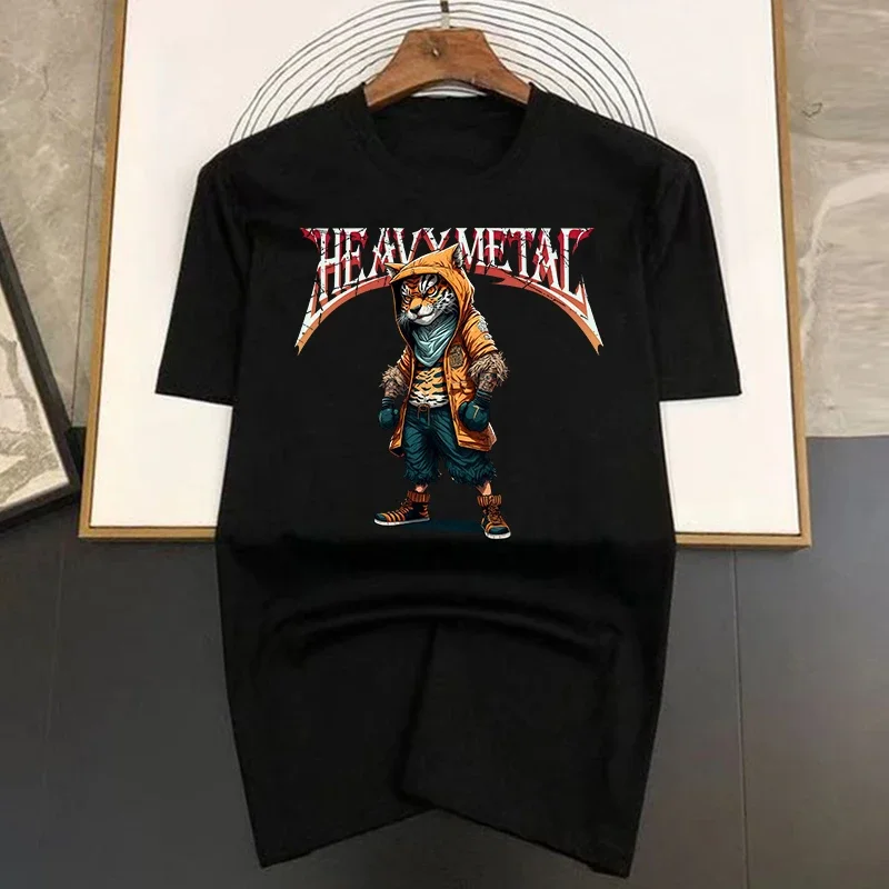 

Футболка мужская с коротким рукавом, винтажная тенниска с принтом тигра, модная майка в Корейском стиле, повседневная одежда, в стиле Харадзюку, на лето