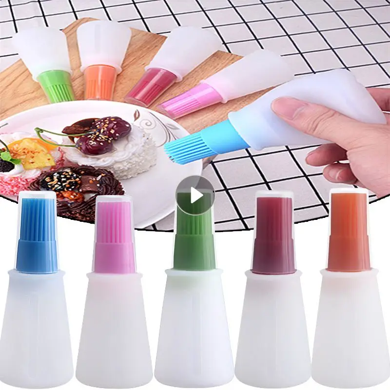 Portable Oil Bottle Barbecue Brush Silicone Kitchen Cooking Tools Baking Pancake Barbecue Camping Accessories