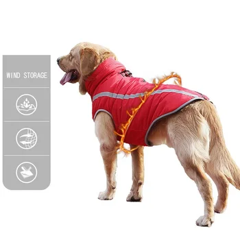 Waterproof Dog Clothes for Large Dogs Winter Warm Big Dog Jackets Padded Fleece Pet Coat Safety Reflective Design Dog Clothing 2