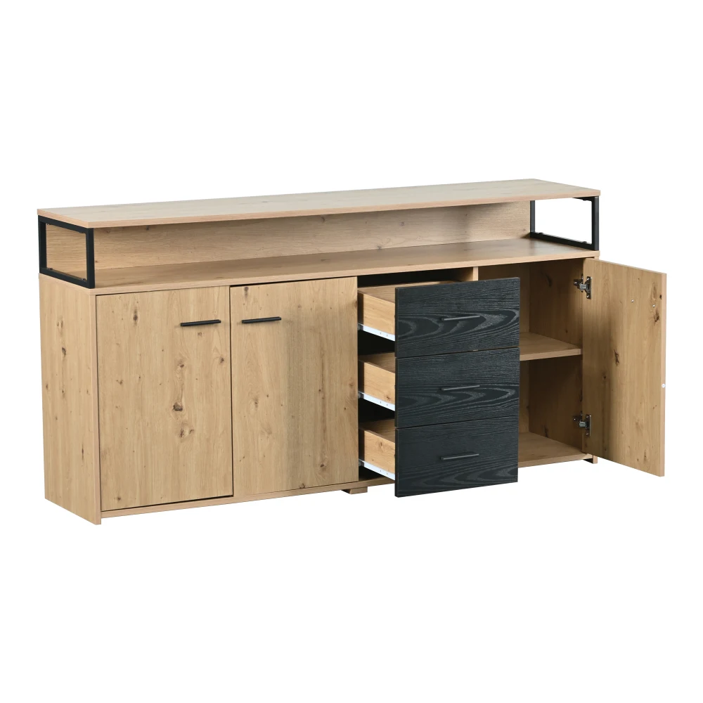 Sideboard im Industriestil 1503575,9 cm – Kommode mit 3 Schubladen, Metallgriffen, Highboard, Mehrzweck-Aufbewahrungsschrank – Detail 18